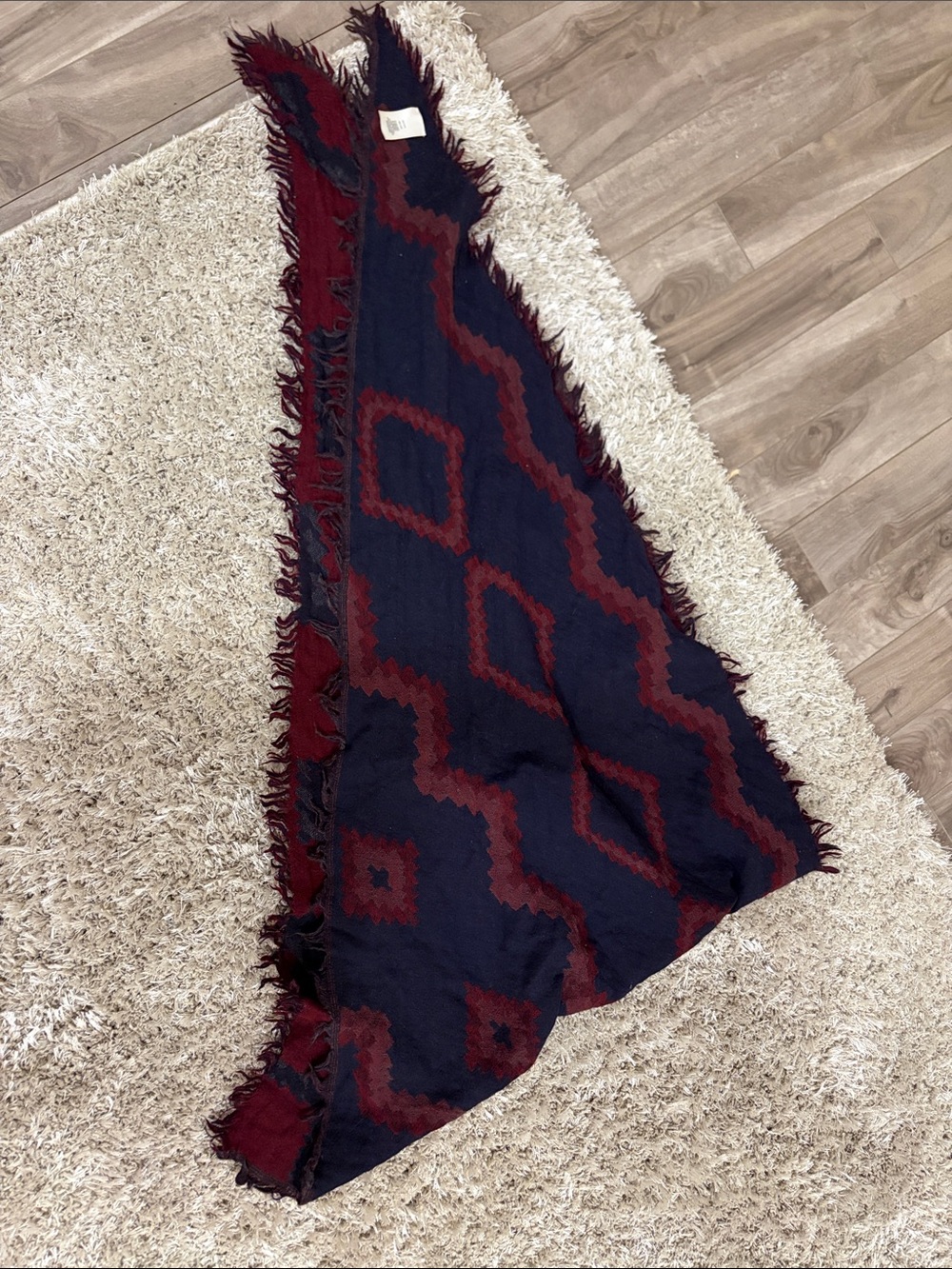 Wilfred double sided Burgundy and Black Geometric Triangle Accent scarf